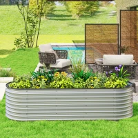Outsunny Galvanized Raised Garden Bed, 6 x 2 x 2 ft Modular Metal Garden Beds with Rubber Strip Edging, Silver(m-9)
