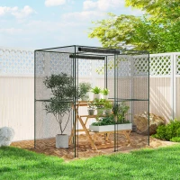 Outsunny 6' x 4' x 6' Crop Cage, Plant Protection Tent with Zippered Doors for Vegetable Garden, Backyard, Black(m-10)