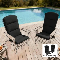 Outsunny Patio Chair Cushion for Adirondack Chairs Replacement Cushion with Back and Ties, Black(m-10)