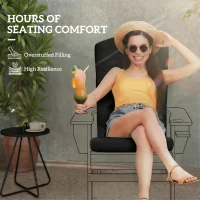 Outsunny Patio Chair Cushion for Adirondack Chairs Replacement Cushion with Back and Ties, Black(m-4)