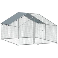 PawHut Metal Chicken Coop, 9.8 x 11.2 FT Walk-in Chicken Run with Cover, Lockable Door, Outdoor Poultry Cage for 10-15 Chickens(m-11)