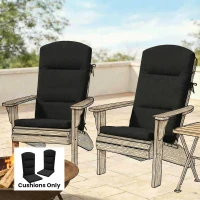 Outsunny Patio Chair Cushion for Adirondack Chairs Replacement Cushion with Back and Ties, Black(m-9)