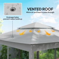 Outsunny 11' x 11' Pop Up Canopy 2-Tier Soft Top Shelter Event Tent w/ Netting Carry Bag for Patio Backyard Garden, Light Grey(m-5)