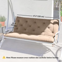 Outsunny 2 Seater Garden Bench Cushion, Soft Thick Outdoor Non-Slip 2 Seater Soft Pad With Backrest for Garden Patio, 47" x 43" x 5", Khaki(m-3)
