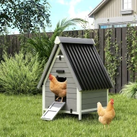PawHut Chicken Coop for 2 Chickens, Outdoor Wooden Chicken House with Removable Nesting Box & Roosting Bar, Tray, Ramp(m-2)