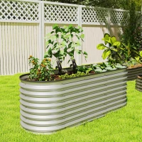 Outsunny Galvanized Raised Garden Bed, 6 x 2 x 2 ft Modular Metal Garden Beds with Rubber Strip Edging, Silver(m-8)