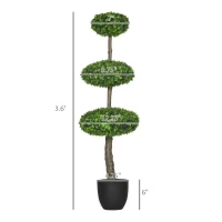 HOMCOM Set of 2 Artificial Boxwood Topiary Trees in Pots, 43.25" Artificial Plants Faux Trees for Home Office, Living Room Decor, Indoor & Outdoor(m-3)