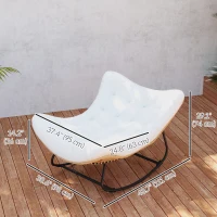 Outsunny Oversized Rattan Patio Egg Chair, Outdoor Rocking Chair with Padded Cushion for Indoor, Porch, Cream White(m-3)