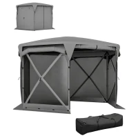 Outsunny 11 x 11ft Pop Up Gazebo Screen Tent with Removable Roof Cover, Roll-up Wind Panels for Camping, Backyard, Dark Gray(m-11)