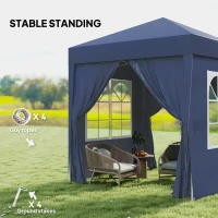 Outsunny 6.6'x6.6' Pop Up Canopy Tent with Sidewalls, Instant Sun Shelter Camping Gazebo with Carry Bag, Blue(m-6)
