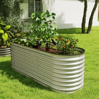 Outsunny Galvanized Raised Garden Bed, 6 x 2 x 2 ft Modular Metal Garden Beds with Rubber Strip Edging, Silver(m-10)