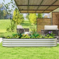 Outsunny Galvanized Raised Garden Bed, 6 x 2 x 1 ft Modular Metal Garden Beds with Rubber Strip Edging, Silver(m-9)