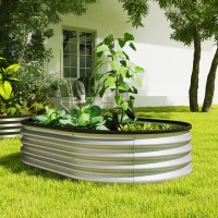 Outsunny Galvanized Raised Garden Bed, 4 x 3 x 1 ft Modular Metal Garden Beds with Rubber Strip Edging, Silver(m-10)