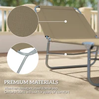 Outsunny Folding Outdoor Lounge Chair Reclining Tanning Chair with Breathable Mesh Fabric for Patio Garden Pool, Brown(m-6)