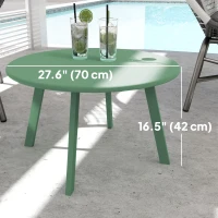 Outsunny Round Outdoor Side Table, Patio Coffee Table with Metal Frame and Non-Slip Foot Pads, Green(m-3)