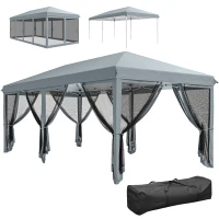 Outsunny 10' x 20' Pop Up Canopy Tent Gazebo with Removable Mesh Sidewall Netting, Carry Bag for Backyard Patio Outdoor, Grey(m-11)