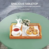 Outsunny Round Outdoor Side Table, Patio Coffee Table with Metal Frame and Non-Slip Foot Pads, Green(m-4)