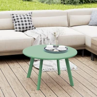 Outsunny Round Outdoor Side Table, Patio Coffee Table with Metal Frame and Non-Slip Foot Pads, Green(m-10)