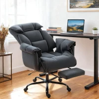 HOMCOM High Back Office Chair, Reclining Desk Chair with Footrest, High Resilience Foam, Rolling Wheels, Dark Gray(m-10)