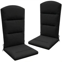 Outsunny Patio Chair Cushion for Adirondack Chairs Replacement Cushion with Back and Ties, Black(m-11)