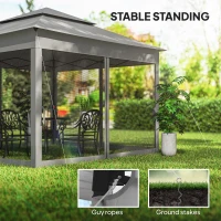 Outsunny 11' x 11' Pop Up Canopy 2-Tier Soft Top Shelter Event Tent w/ Netting Carry Bag for Patio Backyard Garden, Dark Grey(m-6)