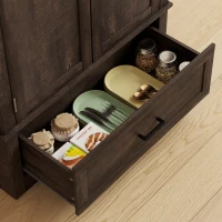 HOMCOM 69" Tall Farmhouse Kitchen Pantry Cabinet with 2 Doors, Drawer and Adjustable Shelves, Dark Brown(m-10)