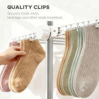 HOMCOM Garment Drying Rack Stainless Steel Folding Clothes Hanging Rack with Side Wings Castors for Indoor Outdoor White(m-11)