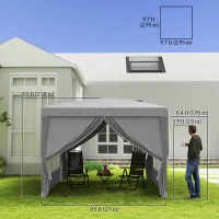 Outsunny 10'x10' Outdoor Pop Up Party Tent Wedding Gazebo Canopy with Carrying Bag (Light Grey)(m-3)