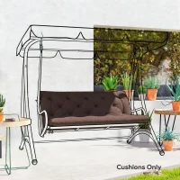 Outsunny 2 Seater Garden Bench Cushion, Soft Thick Outdoor Non-Slip 2 Seater Soft Pad With Backrest, 47" x 43" x 4", Coffee(m-8)