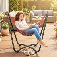 Outsunny Patio Hammock with Stand, Fabric Outdoor Hammock Bed with Stand for Beach, Yard, Bedroom, Indoor, Outdoor, Muti-Colored(m-7)