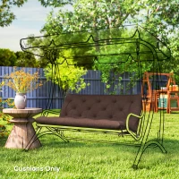 Outsunny 2 Seater Garden Bench Cushion, Soft Thick Outdoor Non-Slip 2 Seater Soft Pad With Backrest, 47" x 43" x 4", Coffee(m-1)