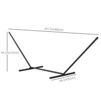 Outsunny 11.8'L Hammock Stand Extra Long Heavy Duty Straight Pole Day Bed Swing Metal Frame Simple Set Up Garden Outdoor Camping Picnic Use Black(m-3)