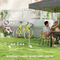 Outsunny Pop Up Canopy Waterproof Canopy Tent with Carrying Bag for Parties Garden BBQs 9.8' x 9.8', Dark Grey(m-5)