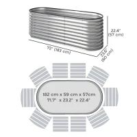 Outsunny Galvanized Raised Garden Bed, 6 x 2 x 2 ft Modular Metal Garden Beds with Rubber Strip Edging, Silver(m-3)