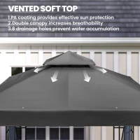 Outsunny 10'x10' Garden Gazebo Patio Canopy Portable Party Event Backyard w/ Mosquito Netting Dark Grey(m-4)