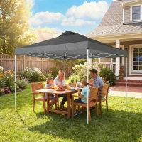 Outsunny Pop Up Canopy Waterproof Canopy Tent with Carrying Bag for Parties Garden BBQs 9.8' x 9.8', Dark Grey(m-9)