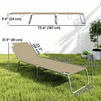 Outsunny Folding Outdoor Lounge Chair Reclining Tanning Chair with Breathable Mesh Fabric for Patio Garden Pool, Brown(m-3)