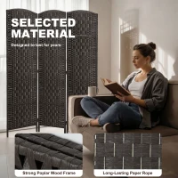 HOMCOM Room Divider, 3 Panel Folding Privacy Screen, 70.9" Tall Portable Weave Partition Wall Divider for Bedroom, Coffee(m-6)