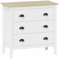 HOMCOM Chest of Drawers with Anti-Tipping, Simple Setup, Easy Clean, Quiet Slides, Modern 3 Drawer Dresser, White(m-11)