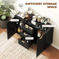 HOMCOM Modern Kitchen Storage Cabinet, Sideboard Buffet Cabinet w/ 3 Drawers and Adjustable Shelves for Kitchen Hallway, Black(m-4)