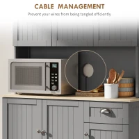 HOMCOM 71" Buffet with Hutch, Modern Farmhouse Kitchen Pantry Storage Cabinet with Microwave Oven Countertop, Drawer, Gray(m-5)