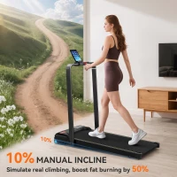 Soozier Walking Pad Treadmill, 0.6–6.2mph Foldable Under Desk Treadmill with Incline, Wheels, LED Display and Remote Control(m-5)