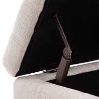 HOMCOM Storage Ottoman, Linen Fabric End of Bed Bench with Soft Close Lid, Button Tufted Storage Bench for Living Room, Entryway or Bedroom, 42" x 17" x 19", Beige(m-10)