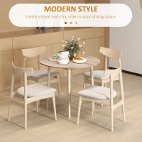 HOMCOM Folding Dining Table, Round Drop Leaf Kitchen Table for Small Spaces with Wood Legs, Oak(m-5)