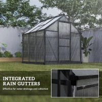 Outsunny Polycarbonate Greenhouse, Heavy Duty Outdoor Aluminum Walk-in Green House Kit Vent Door, 6.2'x6.2'x6.6' Gray(m-7)
