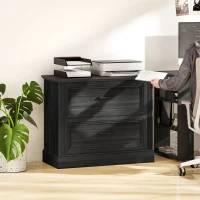 HOMCOM Lateral Filing Cabinet, Farmhouse File Cabinet with 2 Silent Drawers for Letter/A4/Legal Size Files, Black(m-9)