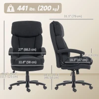 HOMCOM Big and Tall Executive Office Chair, Up to 450 lbs. Heavy Duty Desk Chair, Computer Chair for Heavy People, Black(m-3)
