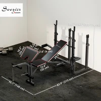 Soozier Weight Bench with Barbell Rack, Preacher Curl Bench, Leg Curl Machine for Home Weight Lifting Strength Training(m-3)