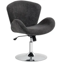 HOMCOM Swivel Office Chair, Velvet Desk Chair with Wide Bucket Seat, Butterfly Back, Tilt Function and Round Base, Dark Grey(m-2)