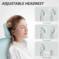 HOMCOM Ergonomic Mesh Office Chair, High Back Desk Chair with Rotatable Headrest, Flip-Up Armrests, Lumbar Support, Light Green(m-5)